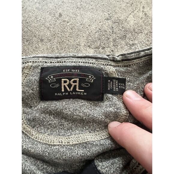 RRL Ralph Lauren Double RL Shirt Mens‎ XXL Gray Long Sleeve Henley 100% Cotton - Picture 4 of 8